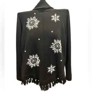 Vintage Alfred Dunner black turtleneck embroidered snowflake sweater